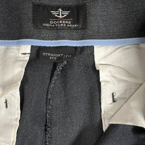 Dockers Pants Men's Flat Front Slash Pkt Straight Leg Signature Khaki Gray 34X32 - Picture 2 of 14